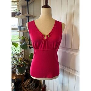 C'est City‎ Women's Pink V-Neck Smocked Waist Tank Top Size Medium
